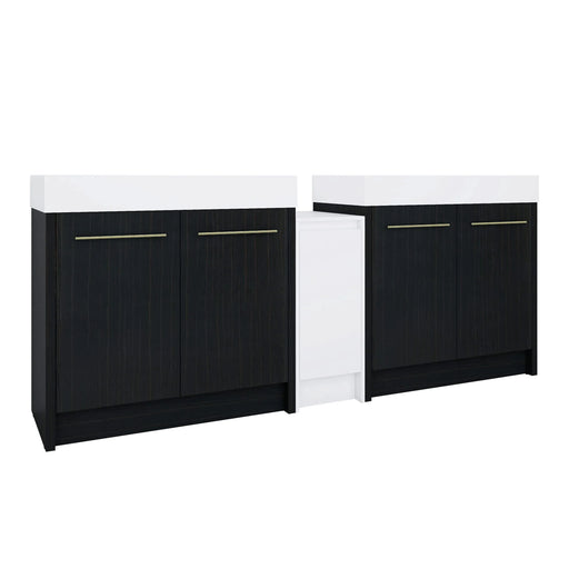 84 Inch Freestanding Bathroom Vanity with Resin Sink and a Storage Cabinets, With Soft Closing Door, 09236*2+0312 Combination Cabinet, KD-Package Default -DTYStore