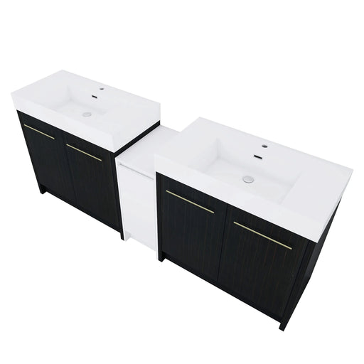 84 Inch Freestanding Bathroom Vanity with Resin Sink and a Storage Cabinets, With Soft Closing Door, 09236*2+0312 Combination Cabinet, KD-Package Default -DTYStore