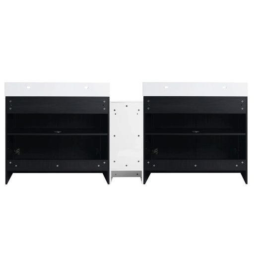 84 Inch Freestanding Bathroom Vanity with Resin Sink and a Storage Cabinets, With Soft Closing Door, 09236*2+0312 Combination Cabinet, KD-Package Default -DTYStore