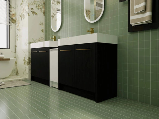 84 Inch Freestanding Bathroom Vanity with Resin Sink and a Storage Cabinets, With Soft Closing Door, 09236*2+0312 Combination Cabinet, KD-Package Default -DTYStore