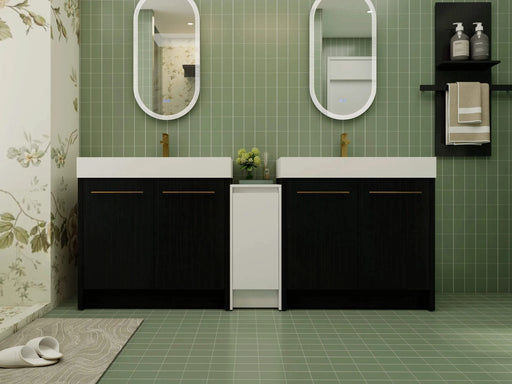 84 Inch Freestanding Bathroom Vanity with Resin Sink and a Storage Cabinets, With Soft Closing Door, 09236*2+0312 Combination Cabinet, KD-Package Default -DTYStore