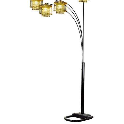 84' Tall Floor Lamp w/ Black finish and 4 Arch Arms, Crystal Chandelier Design Default -DTYStore