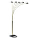 84' Tall Metal Floor Lamp with Polished Brass finish and 5 adjustable Arch Arms Default -DTYStore