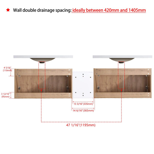84' Wall-Mounted Bathroom Vanity With Sink and Side Cabinet, Soft Close Doors,00112IMO-00636IMOx2-0612GWH Combination Cabinet(KD-Packing) Default -DTYStore