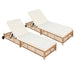 Outdoor Lounge Chair, Patio Chaise Lounge with 5-Position Backrest, Rattan Outdoor Lounge Chair with Cushion and Wheels for Poolside, Backyard, Garden (Natural+Beige) - DTYStore