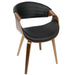 Symphony Mid-Century Modern Dining/Accent Chair in Walnut Wood and Black Faux Leather by LumiSource - DTYStore