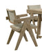 Contemporary 2pc Dining Arm Chairs Oak Veneer Fabric Upholstered Chairs Plank Arms Dining Room - DTYStore