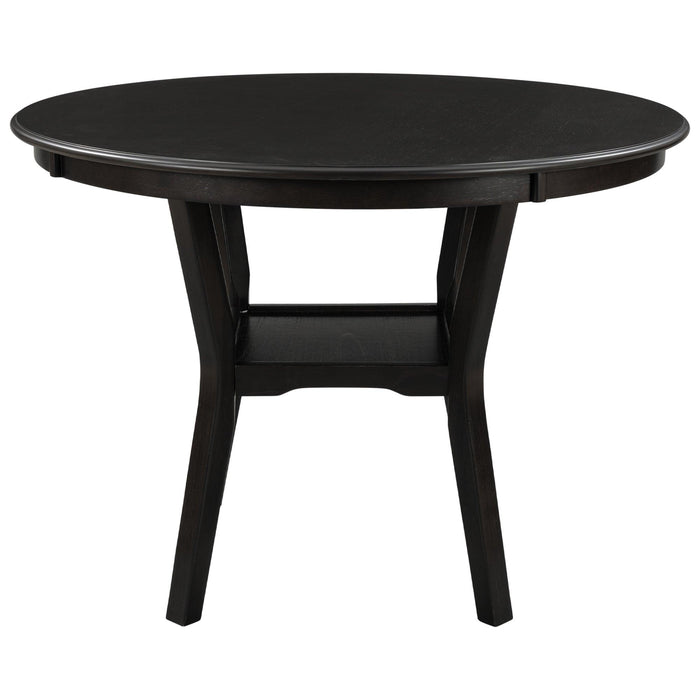 5-Piece Kitchen Dining Table Set Round Table with Bottom Shelf, 4 Upholstered Chairs for Dining Room(Espresso) - DTYStore