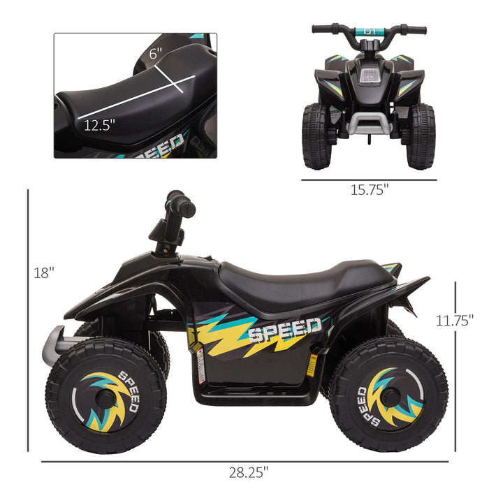 6V Kids ATV 4-Wheeler Ride on Car, Electric Motorized Quad Battery Powered Vehicle with Forward/Reverse Switch for 18-36 Months Old Toddlers, Black - DTYStore