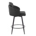 Dahlia 26' Contemporary Fixed-Height Counter Stool in Matte Black Metal, Black Faux Leather and Chrome Metal Accent with Round Black Metal Footrest by LumiSource - Set of 2 - DTYStore