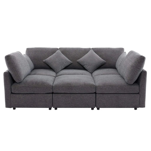 85.4' Sectional Sofa Modular Sofa U-shaped Sofa Couch Sofa Bed L-shaped Sofa with a Movable Ottoman and Two USB Ports for Living Room, Grey Default -DTYStore