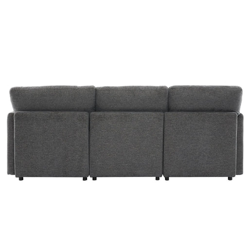 85.4' Sectional Sofa Modular Sofa U-shaped Sofa Couch Sofa Bed L-shaped Sofa with a Movable Ottoman and Two USB Ports for Living Room, Grey Default -DTYStore