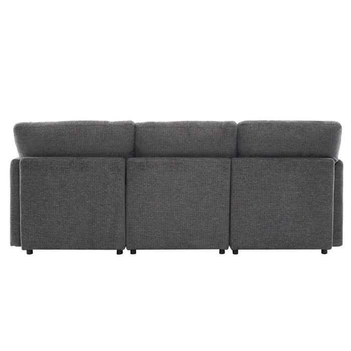 85.4' Sectional Sofa Modular Sofa U-shaped Sofa Couch Sofa Bed L-shaped Sofa with a Movable Ottoman and Two USB Ports for Living Room, Grey Default -DTYStore