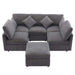 85.4' Sectional Sofa Modular Sofa U-shaped Sofa Couch Sofa Bed L-shaped Sofa with a Movable Ottoman and Two USB Ports for Living Room, Grey Default -DTYStore