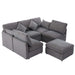 85.4' Sectional Sofa Modular Sofa U-shaped Sofa Couch Sofa Bed L-shaped Sofa with a Movable Ottoman and Two USB Ports for Living Room, Grey Default -DTYStore