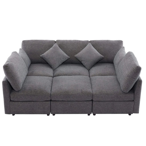 85.4' Sectional Sofa Modular Sofa U-shaped Sofa Couch Sofa Bed L-shaped Sofa with a Movable Ottoman and Two USB Ports for Living Room, Grey Default -DTYStore
