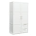 High wardrobe and kitchen cabinet with 2 doors, 2 drawers and 5 storage spaces,white - DTYStore