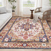 Area Rug 6x9 Vintage Bohemia Large Persian Non-slip Washable Rug For Living Room Kitchen Bedroom Living Room Flower Design Blue/Gold - DTYStore