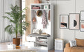 5-in-1 Entryway Bench with Coat Rack, Cushion and Shoe Storage for Hallway - DTYStore