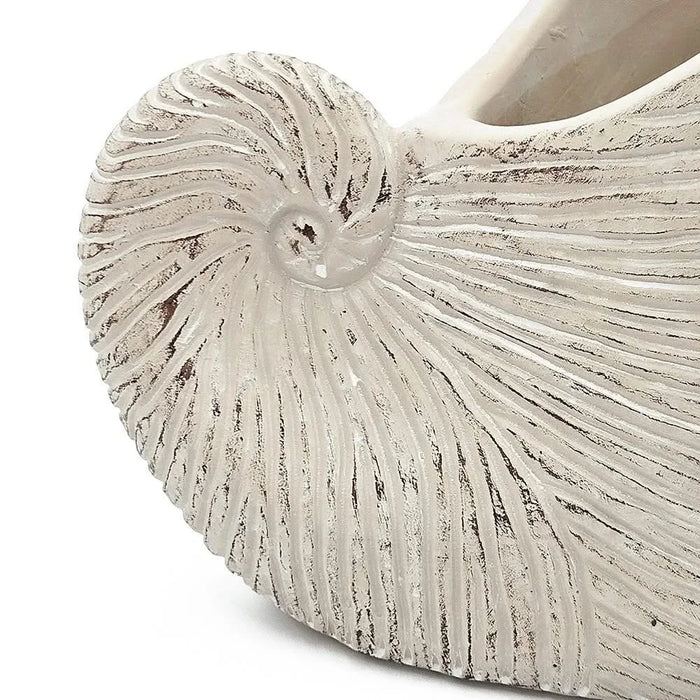8.5x5.5x6.3' Sand and Cement Nautilus Shell Planter with Textured Beige Finish Default -DTYStore