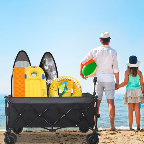 51-inch Extended Heavy-Duty Foldable Utility Wagon - 480lbs Capacity, Patented Ultra-Stable Frame, 1:6 Space-Saving Fold & 7' All-Terrain Wheels, No Assembly Needed, Black- Gray - Image 8