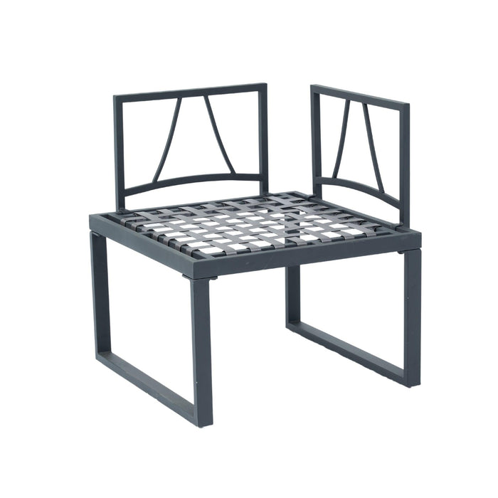 4 Piece L-Shaped Patio Wicker Outdoor 5-Seater Sectional Sofa Seating Group Conversation Sets with Side Table & Dark Grey Cushions - DTYStore