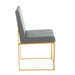 High Back Fuji Contemporary Dining Chair in Gold and Grey Faux Leather by LumiSource - Set of 2 - DTYStore