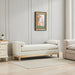 66.34'W Elegant Upholstered Bench,Daybed, Ottoman with Nature Wood Legs & 2 Bolster Pillows for End of Bed, Bedroom, Living Room, Entryway,Ivory Boucle - DTYStore
