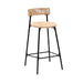 Hand Woven Bar Stools with Back Set of 2 Paper Rope Round Barstools with Footrest for Kitchen Island & Dining Rooms (Black & Honey) - DTYStore