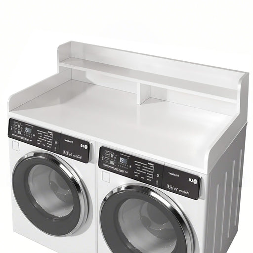 2-Tier Washer and Dryer Countertop with 2.75' H Guard, 54' W x 27.5' D Laundry Countertop Cover, Large Space Laundry Topper for Folding Clothes Over Washer and Dryer, White