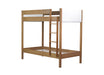 Twin Over Twin Bunk Bed, Upholstered Bunk Bed Frame with Ladder, Safety Guardrails,Rubber Wooden,Teddy Fleece Fabric Headboard/Footboard ,Natural - DTYStore
