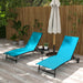 Outsunny Outdoor Chaise Lounge, 2 Piece Lounge Chair with Wheels, Tanning Chair with 5 Adjustable Positions for Patio, Beach, Yard, Pool, Blue - DTYStore