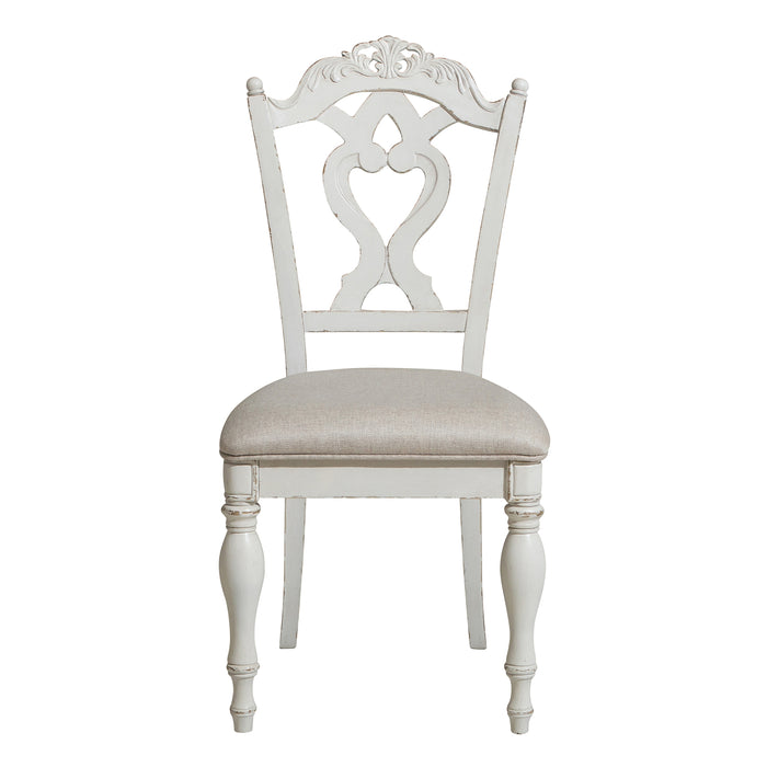 Victorian Style Antique White Desk Chair 1pc Upholstered Cushioned Seat Traditional Craving Wooden Funiture - DTYStore