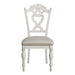 Victorian Style Antique White Desk Chair 1pc Upholstered Cushioned Seat Traditional Craving Wooden Funiture - DTYStore