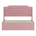 Queen Size Tufted Upholstered Bed Frame with Crystal Button Accents, Bed Frame with Wingback Headboard and Under-Bed Storage Space, No Box Spring Needed,Pink - DTYStore