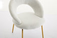 061-Set of 1 Teddy Fabric Dining Chairs With Curved Backrest and Golden Metal Legs for Kitchen or Dining Room ,White - DTYStore