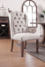 Contemporary Ivory Fabric 2pcs Side Chairs Tufted Wingback Design Rustic Oak Solidwood Back Dining Chairs Furniture - DTYStore