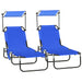 Outsunny Folding Chaise Lounge Pool Chairs, Outdoor Sun Tanning Chairs with Canopy Shade, Reclining Back, Steel Frame and Side Pocket for Beach, Yard, Patio, Blue - DTYStore
