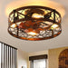 Caged Ceiling Fans with Lights Black, 20 inch Flush Mount Ceiling Fan Light, Farmhouse Small Ceiling Fan with Light Fixture, Reversible Fan for Bedroom(E26 Bulbs Included) - DTYStore