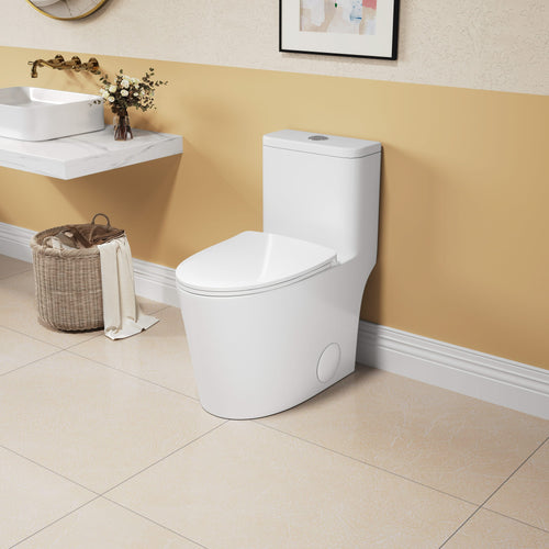 1.1/1.6 GPF Elongated Comfort Height Floor Mounted One-Piece Toilet ,  CUPC Certified, WaterSense Cetified, Ceramic, White Color, Soft Close Seat - Image 22