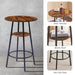 Round Bar Stool Set With Shelves, Stool With Backrest Rustic Brown, 23.6'' Dia x 35.4'' H - DTYStore