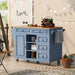 Kitchen cart with Rubber wood desktop rolling mobile kitchen island with storage and 5 draws 53 Inch length (Blue) - DTYStore