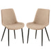 Beige Leathaire Dining Chairs Set of 2,Mid-Century Modern Leathaire Chairs Kitchen Living Room Armless Side Chair with Metal Legs Set Of 2 - DTYStore