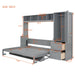 Full Size Murphy Bed Wall Bed with Closet and Drawers,Gray - DTYStore