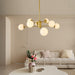Modern 8-Light Gold Chandelier with White Glass Globe Shades, Mid-Century Branching Design, Elegant Ceiling Light Fixture for Dining Room, Living Room, or Bedroom (No Bulbs) - DTYStore
