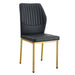 Luxury Simple Chair - Set of 6 BLACK PU Material High Resilience Dining Chair with Metal Gold Leg.The Chair Back Has a Vertical Stripe Design With Smooth And Uniform Lines. - DTYStore