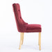 Nikki Collection Modern, High-end Tufted Solid Wood Contemporary Velvet Upholstered Dining Chair with Golden Stainless Steel Plating Legs,Nailhead Trim,Set of 2,Wine Red and Gold, SW1601WR,Burgundy - DTYStore