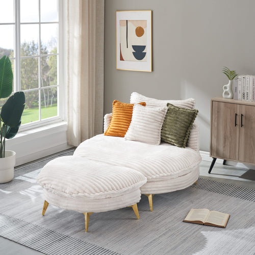 65.00 inches long, Corduroy Sofa Fabric, with three matching pillows and two spacious and comfortable seats, for Apartment Office Living Room -Beige - Image 1