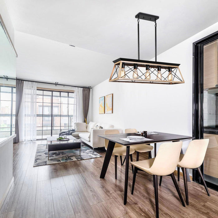 5-Light Farmhouse Chandeliers For Dining Room Oak(No Bulbs) - DTYStore