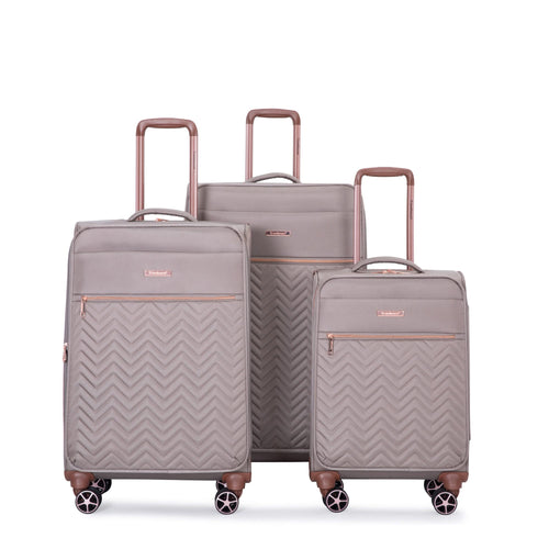 Softshell Terylene Luggage Set with Spinner Wheels - 4-Piece (16/20/24/28) Khaki - Image 5